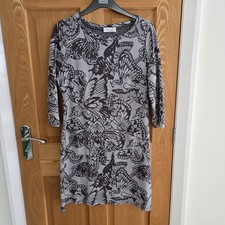 Ladies Dress by M&S Per Una Weekend Size 14 Grey Mix Butterfly Pattern