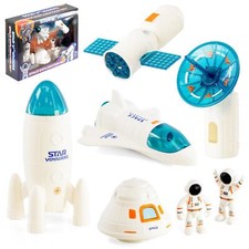 Space Exploration Set Toy for Kids with 2 Astronauts Rocket Space Shuttle 7 Pcs