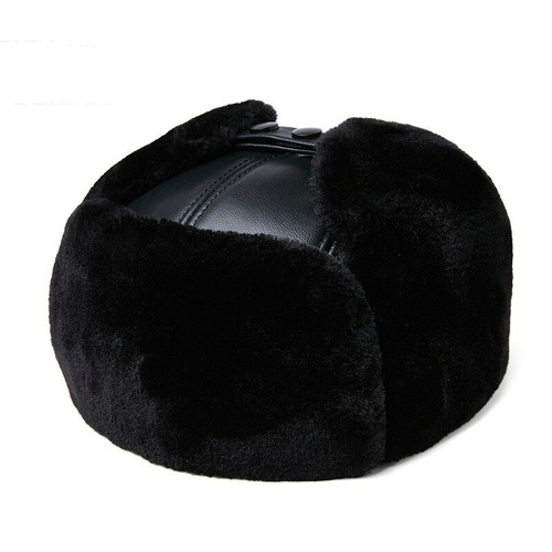 Men leather cap ski - cap, trapper