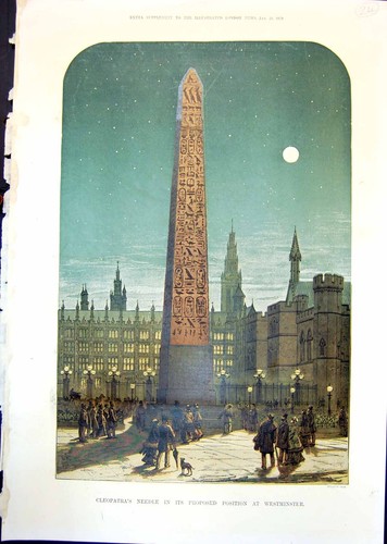 Antique old print cleopatras - antique,