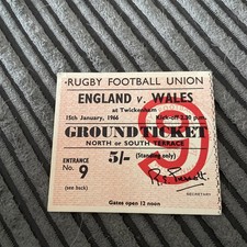 1966 ENGLAND V WALES FIVE NATIONS INTERNATIONAL RUGBY UNION MATCH TICKET