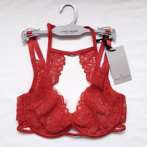 Janet reger red plunge bra - red,