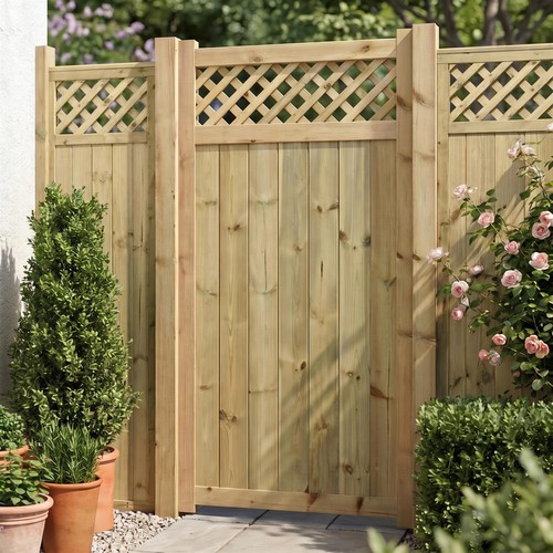 Garden gate with lattice - with,