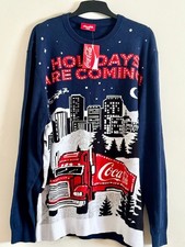 Coca Cola Christmas Jumper Holidays Coming George Truck Sweater Xmas 3XL NEW
