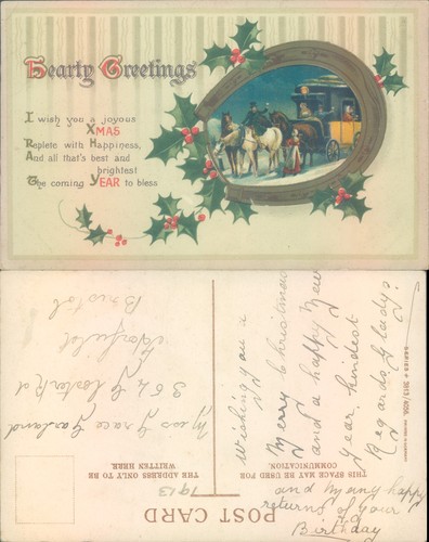 Christmas greeting with - , horses