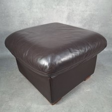 Carla Salotti Italian Leather Pouffe Footstool Dark Brown Madras Testa di Moro