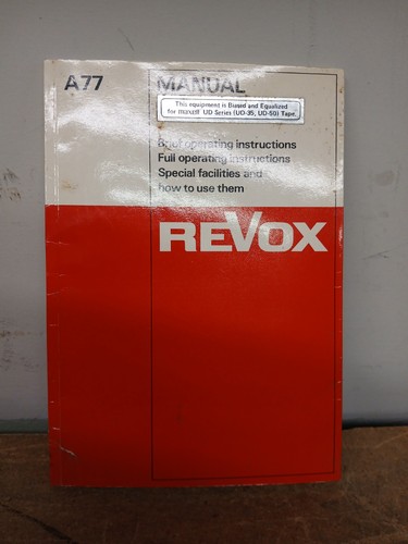 Revox a77 small manual - revox,