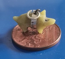 Very Rare green connemara marble lucky silver pig charm beautiful Victorian 