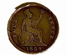 RARE 1854 Four Pence Groat