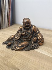 Vintage Bronze Plated & Resin Laughing Buddha Statue
