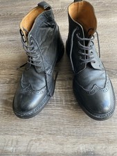 Kurt Geiger Black Grain leather Brogue boots.Commando Sole. Good Condition