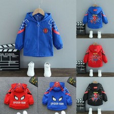 Kids Boys Spider-man Windbreaker Jacket Hooded Baseball Top Jacket Outerwear