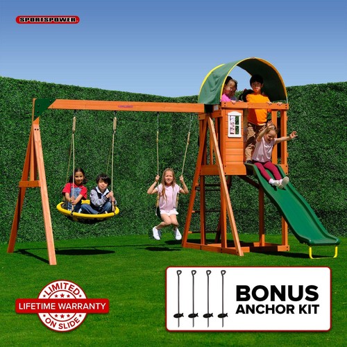 Wooden swing set playground - wooden,