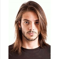 for men with brown medium long straight hair role-playing New fashion trend Wigs