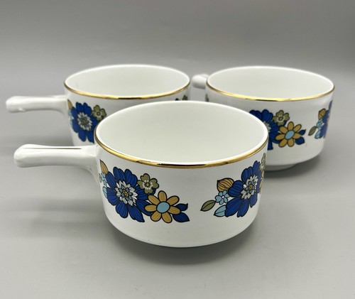 Vintage 1970s soup bowls blue - vintage,