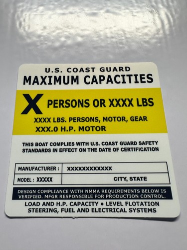 Custom boat capacity plate - boat,