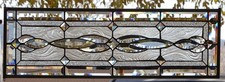 Stained Glass Transom window HANGING PANEL  32 X 11 1/4  incl hooks
