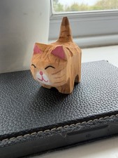 Handcarved Wooden Cat Figurine