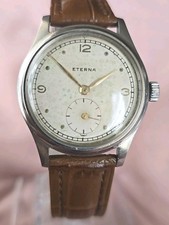 Mens 1940s Vintage ETERNA 15 J Swiss Made Military Style Mechanical Wristwatch