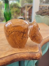 Chunky Hippopotamus  / Hippo Glass Paperweight 579g  7x11 cm