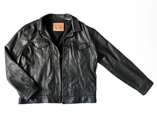 Levi black leather jacket xl - black,