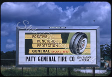 Houston Tire Paty Billboard Sign Stork 35mm Slide 1950s Red Border Kodachrome