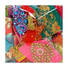 Rainbow Bright Sari Craft Fabric Snippets | 25 Boho Junk Journal Embellishments