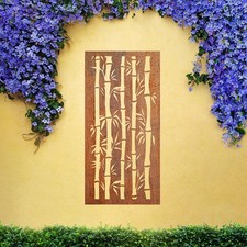 Contemporary Bamboo Wall Art Panel – Rustic Metal Garden Screen Decor