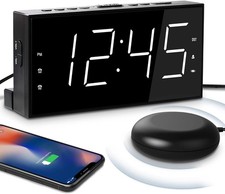Loud Alarm Clock with Bed Shaker for Deaf, Heavy Sleepers, Hearing Impaired