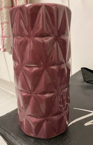 Textured burgundy ceramic - textured, vase