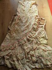 Cotton Whimsical Sleeveless Ruffle Wrap Maxi Dress Green Pink Sparkly Mirror