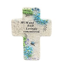 Special Mum and Dad Graveside Memorial Cross Flower Grave Plaque Ornament