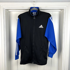 Adidas Tracksuit Top Men's Large Black Blue Vintage Retro Full Zip Jacket Y2K