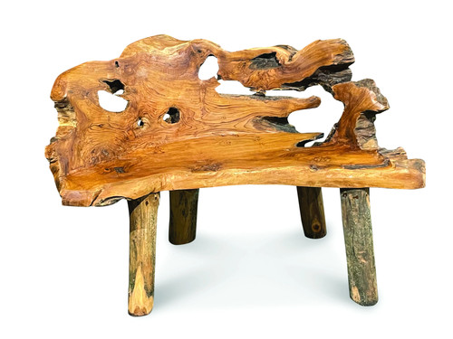 Teak root garden bench - teak,
