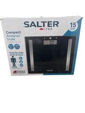 Salter Compact Digital Scale Body Analyser Black Glass Bathroom Weight BMI LCD