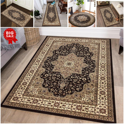Brown traditional vintage rug - vintage,