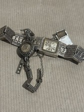 Two vintage silver cocktail watches, hallmarks and 17 jewels, marcasite 