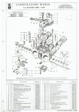 FERRARI 400GT MANUAL 2+2 COUPE WEBER 38 DCOE 110M/111M CARB. PARTS LIST (I TEXT)