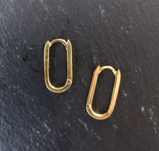 TJC Rachel Galley  Gold Plated Over Sterling Silver 925 Oblong Huggie Earrings