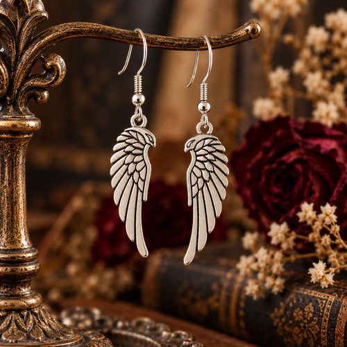 Silver angel wing drop - silver,
