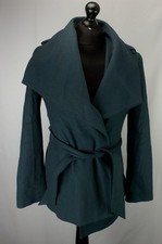 Ted Baker Wrap Coat Woens Size 3 UK 12 Teal Cashmere Wool Mix Belted Jacket