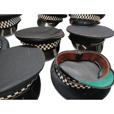 Police Peaked Caps Job Lot of 10 Ex Black & White Band Grade B Uniform Hats
