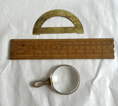 Vintage brass protractor - vintage,