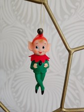 Vintage Christmas Elf Green & Red Made In Japan 1960s Decoration Ornament