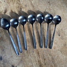 VTG 6 X VINERS STAINLESS STEEL KOREA 18.5cm HARVEST SOUP SPOON+Serving CUTLERY