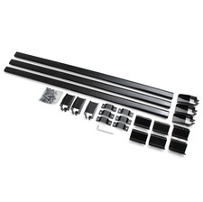 RD2809 BLACK FULL LENGTH VAN 3 BAR ROOF RACK RAIL CROSS BARS KIT UNIVERSAL FIT