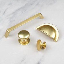 Brass Kitchen Cupboard Handle Brushed Gold Cup Knobs Drawer Furniture Door Pull