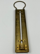 Antique brass jam making thermometer, 26 cm long.