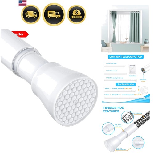 White tension curtain rod for - white,