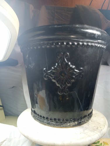 Large black ceramic decorated - ceramic,